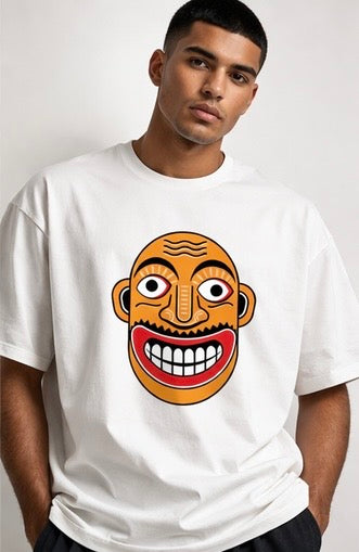 White Tee - Orange Face