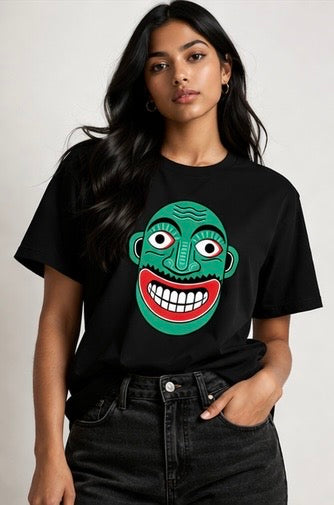 Black Tee - Green Face