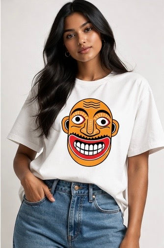 White Tee - Orange Face