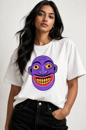 White Tee - Purple Face